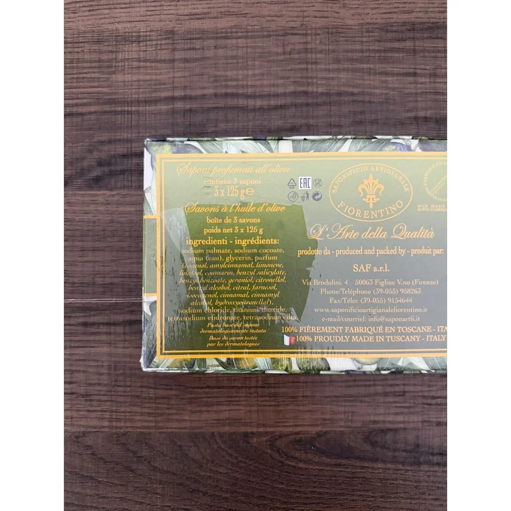 Saponificio Artigianale Fiorentino Olive Oil Scented Soap 3 Bar Set Italy NIB